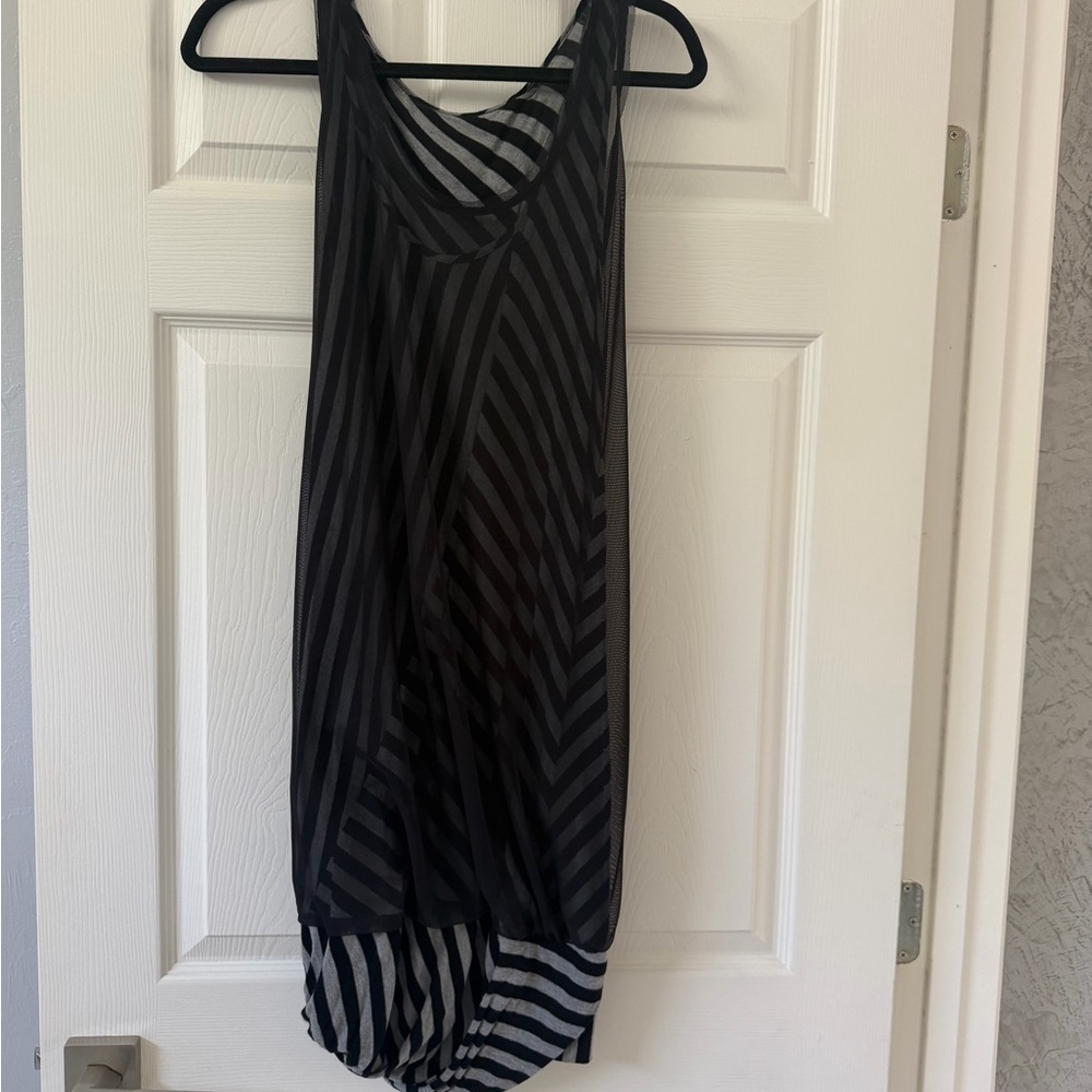 BCBGMaxAzria Black Striped Midi Dress